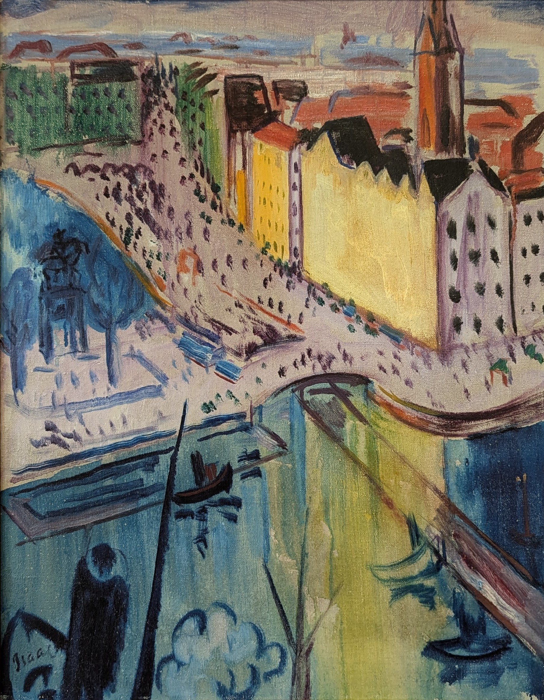 Ateljéutsikt över gamla stan i Stockholm by Isaac Grünewald