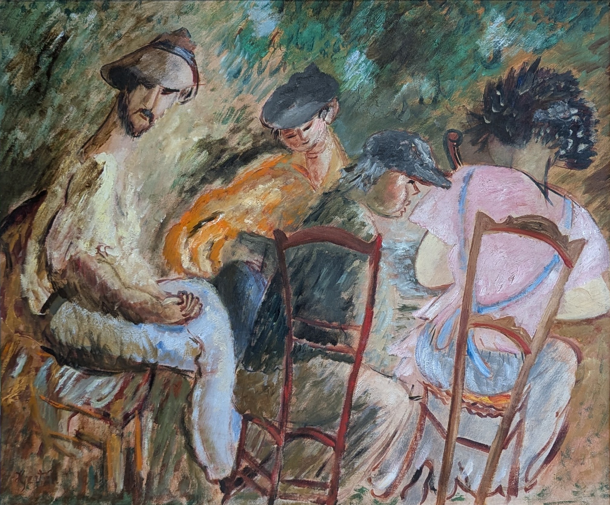 Franska bönder på café by Sigrid Hjertén