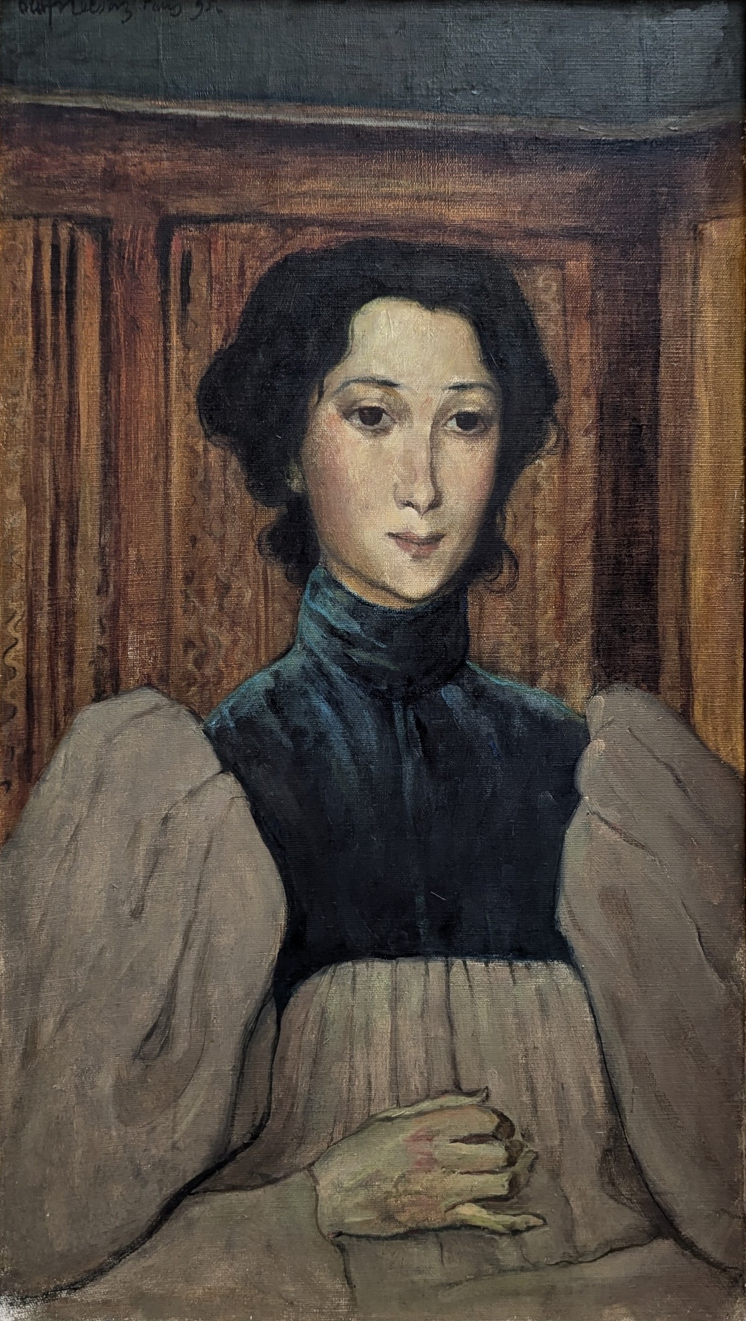 Porträtt av fru Jeanne Eriksson, f. Tramcourt by Olof Sager-Nelson