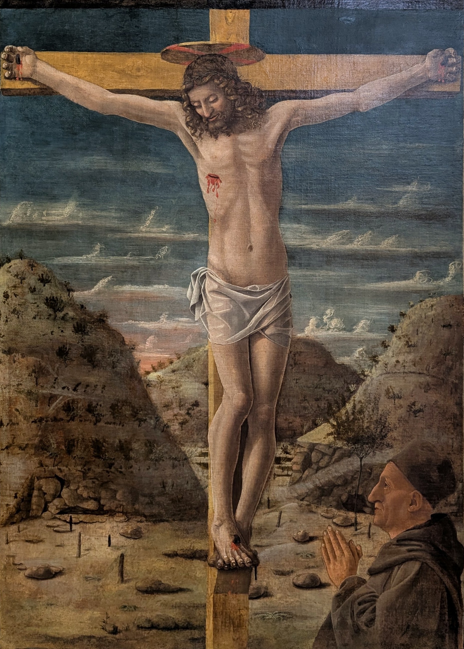 Crocifissione con monaco orante by Cristoforo Canozzi da Lendinara