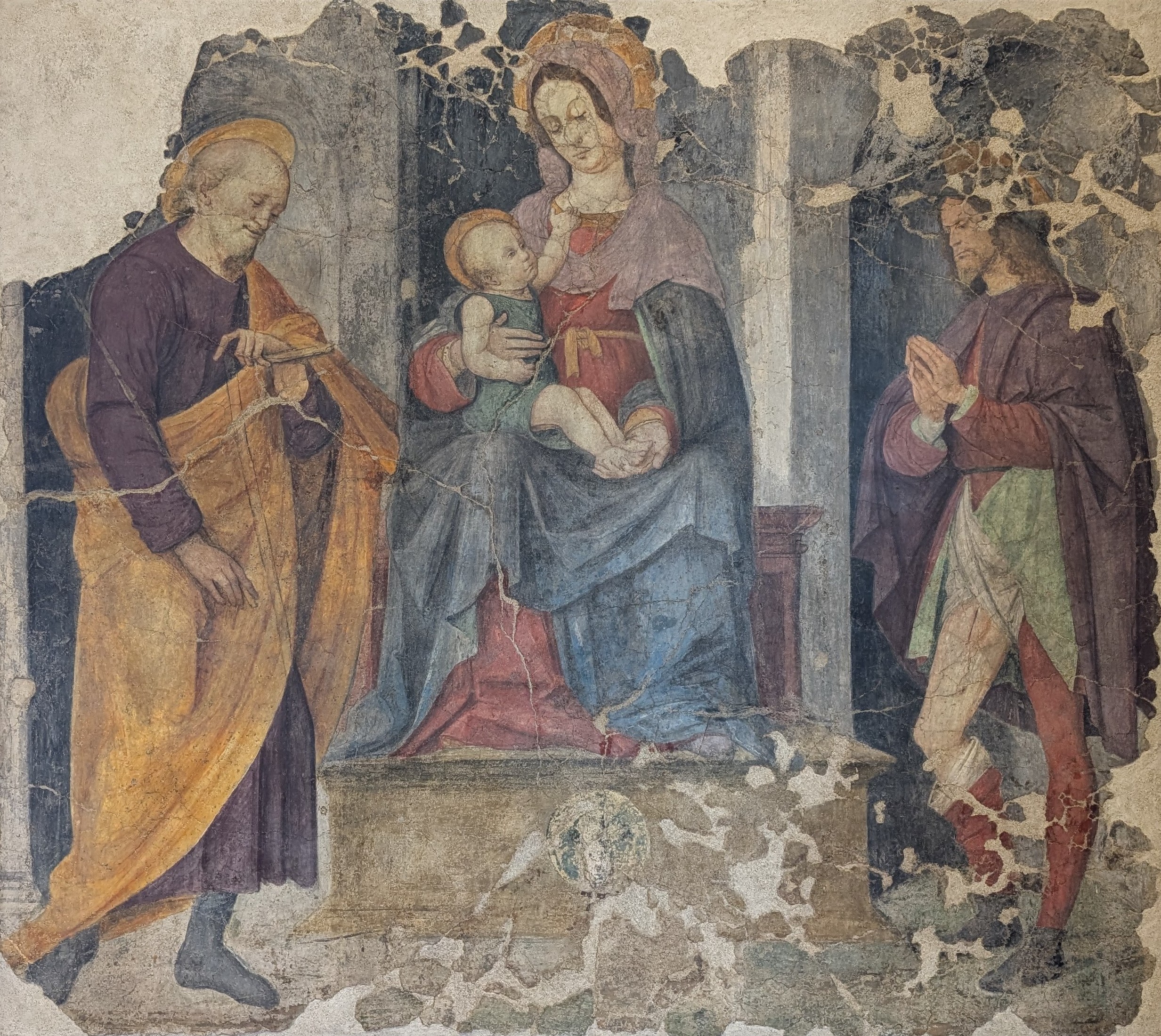 Madonna col bambino e i santi Giuseppe e Rocco by Francesco Verla