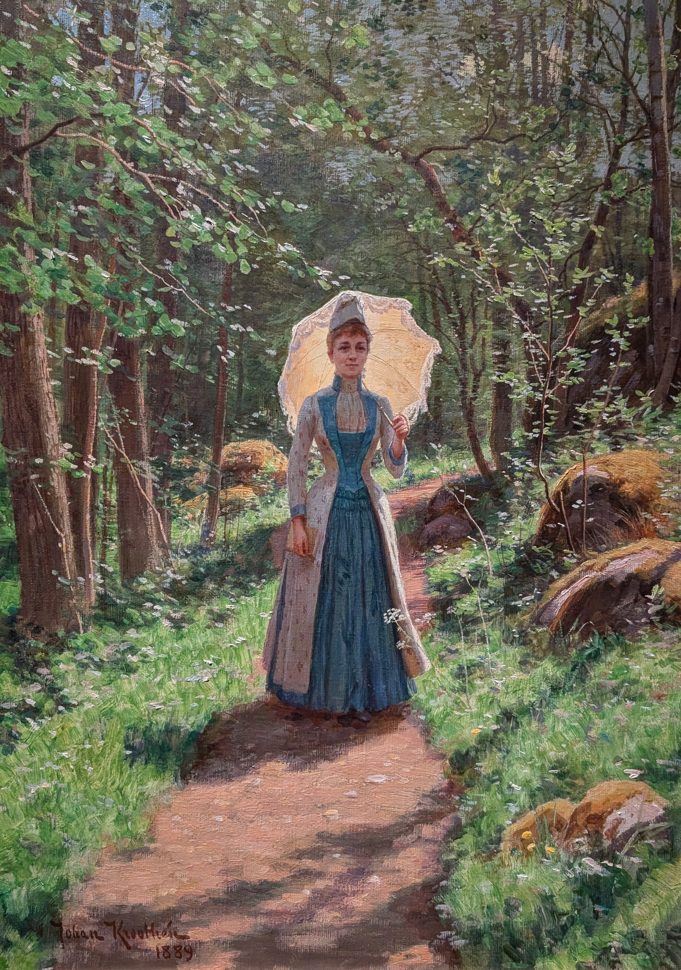 Flicka med Solparasoll by Johan Krouthén