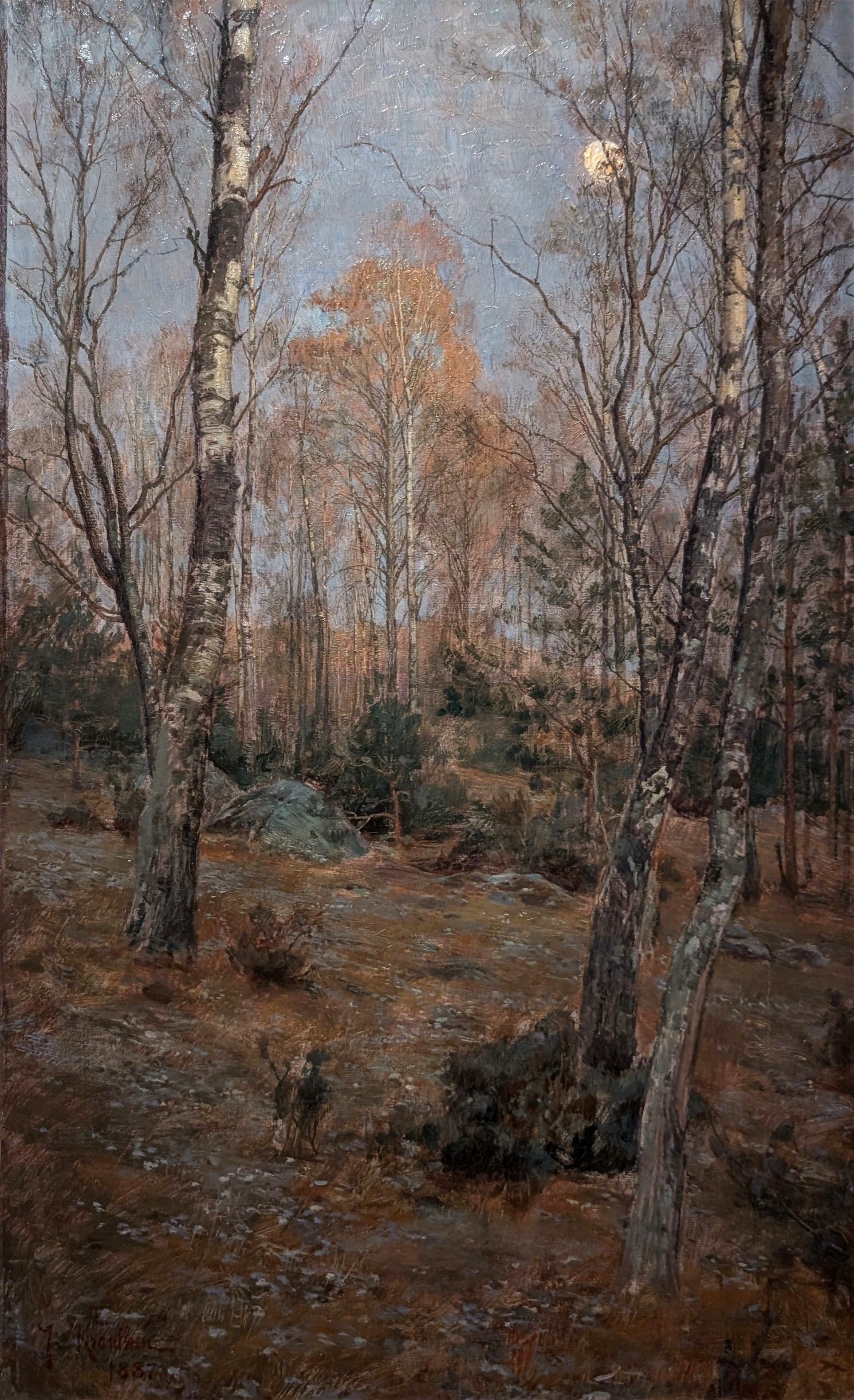 Skogslandskap i månljus by Johan Krouthén