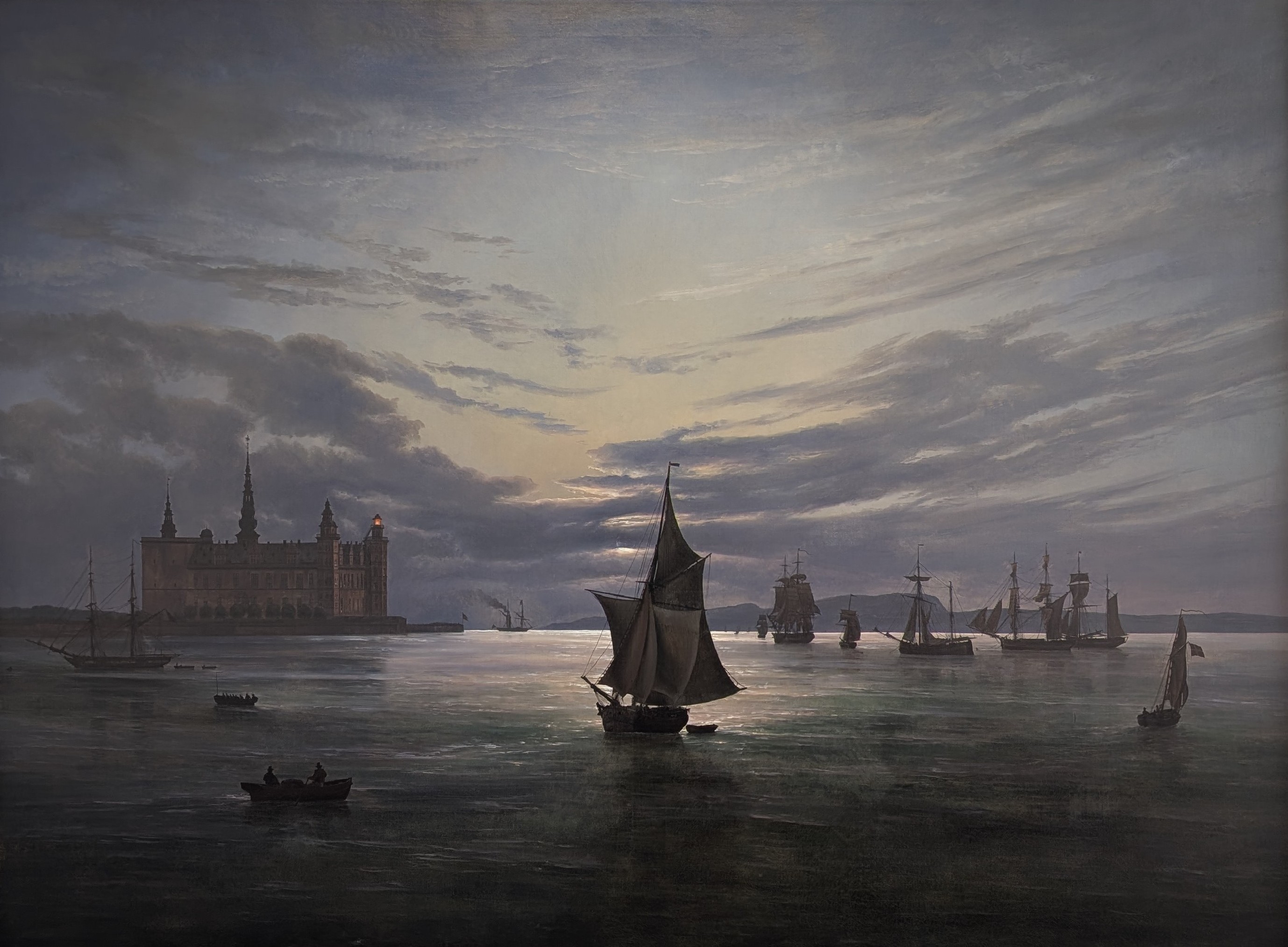 Kronborgs slott i månsken by Johan Christian Dahl