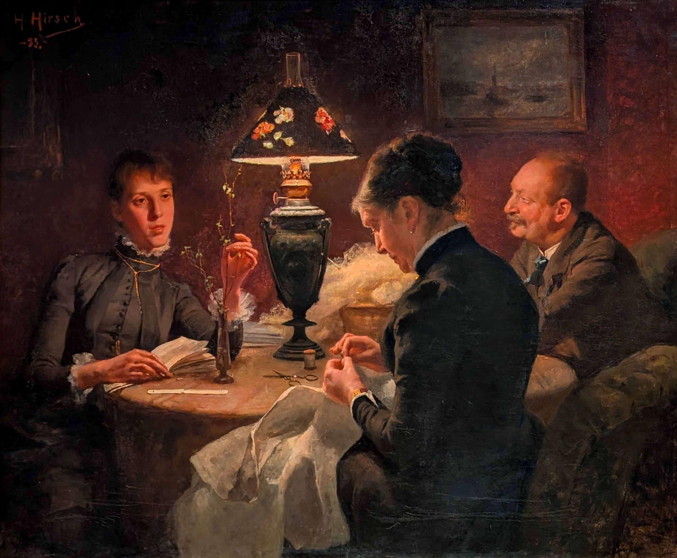 Familjegrupp vid lampan by Hanna Hirsch Pauli