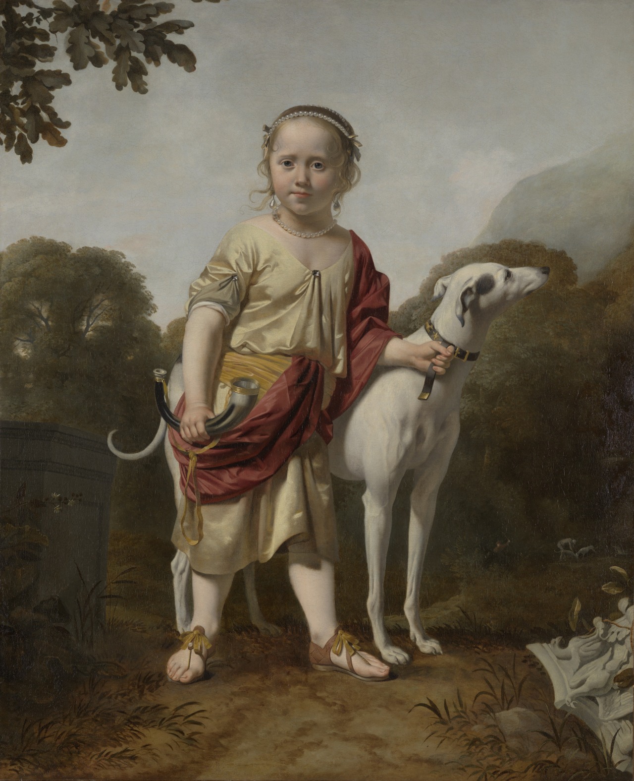Portret van een meisje als jageres by Caesar van Everdingen