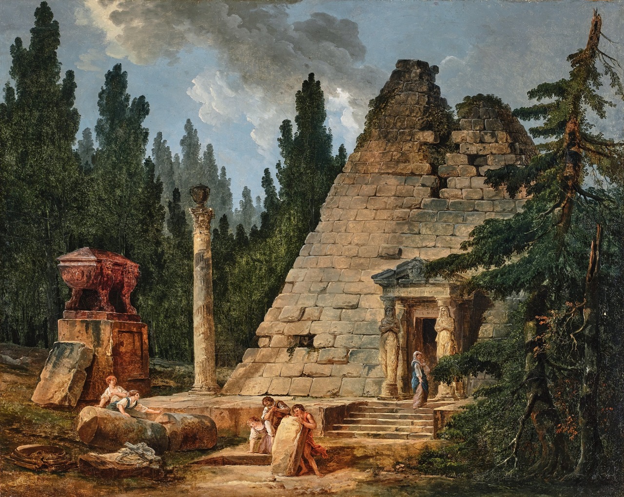 Capriccio with the Pyramid of Maupertuis by Hubert Robert