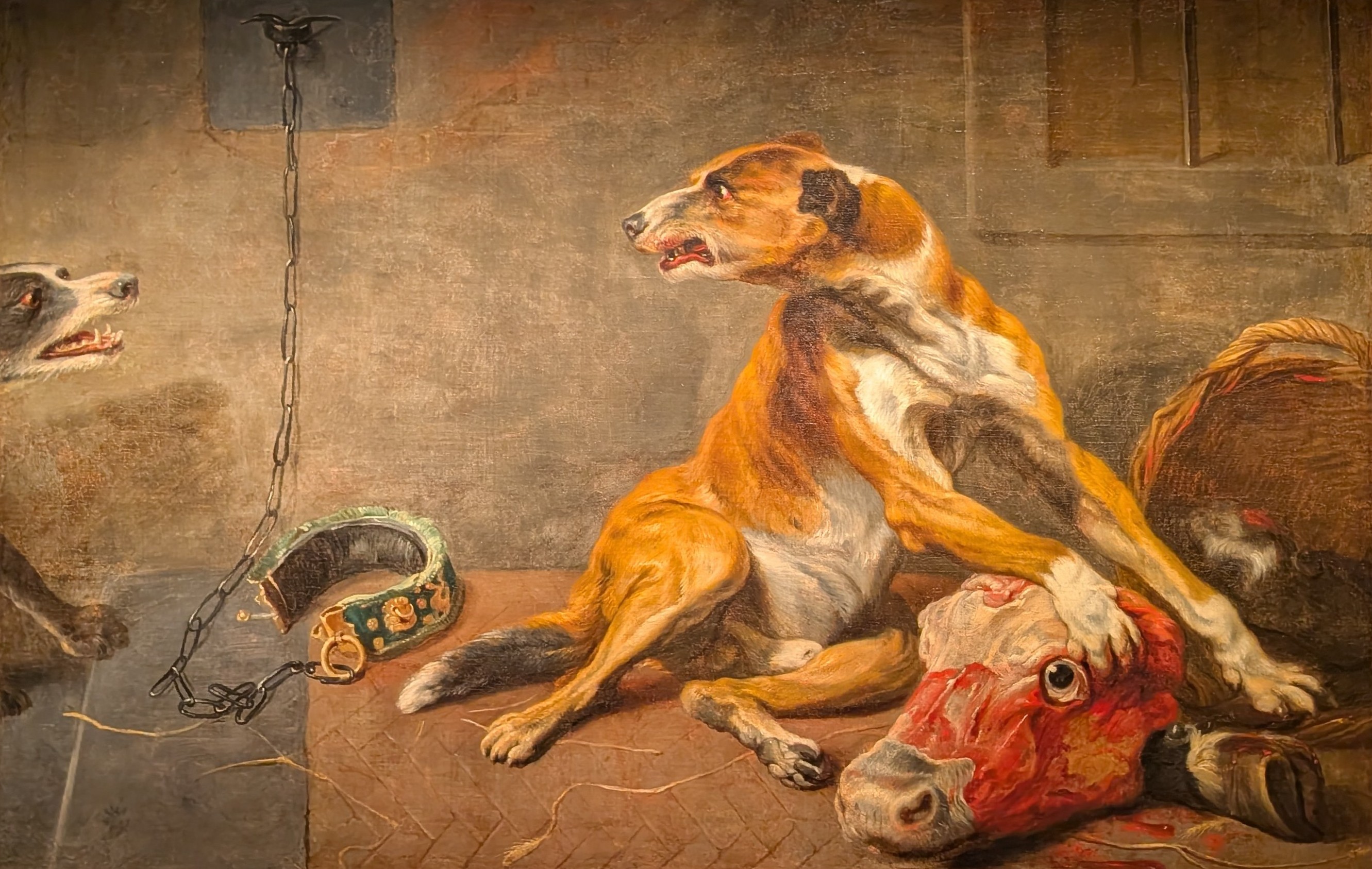 Hundar slåss om ett flått oxhuvud by Frans Snyders