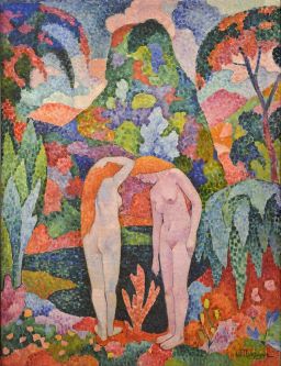 Baigneuses: Deux nus dans un paysage exotique by Jean Metzinger