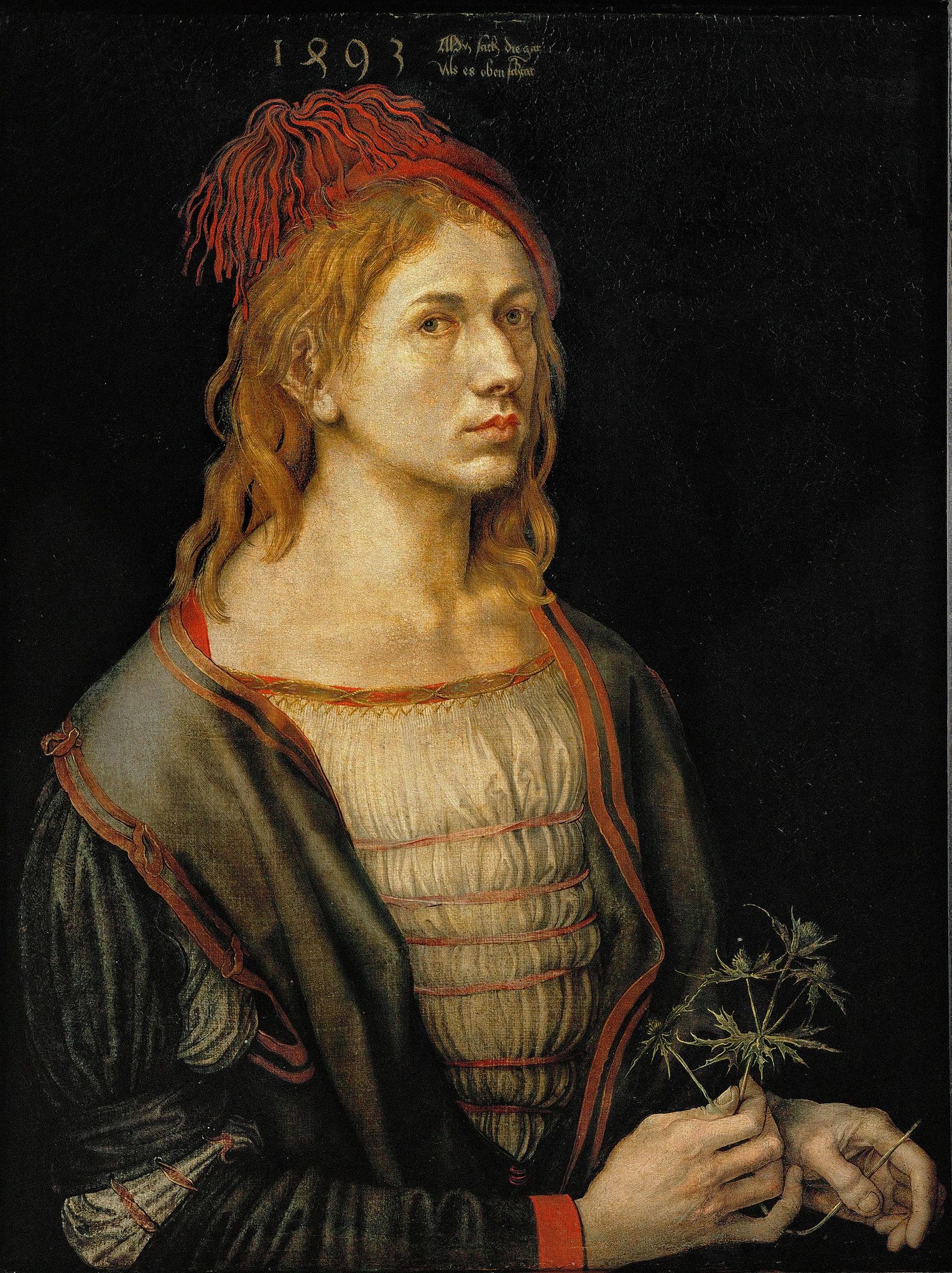 Portrait de l'artiste tenant un chardon by Albrecht Dürer