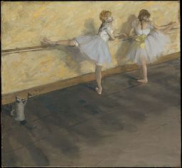 Dancers practicing at the barre by Edgar Degas