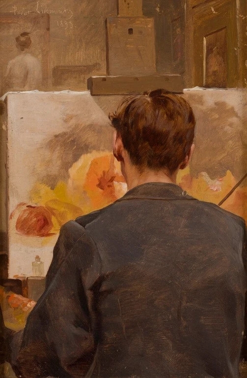 Self-Portrait at the Easel by Henri Privat-Livemont