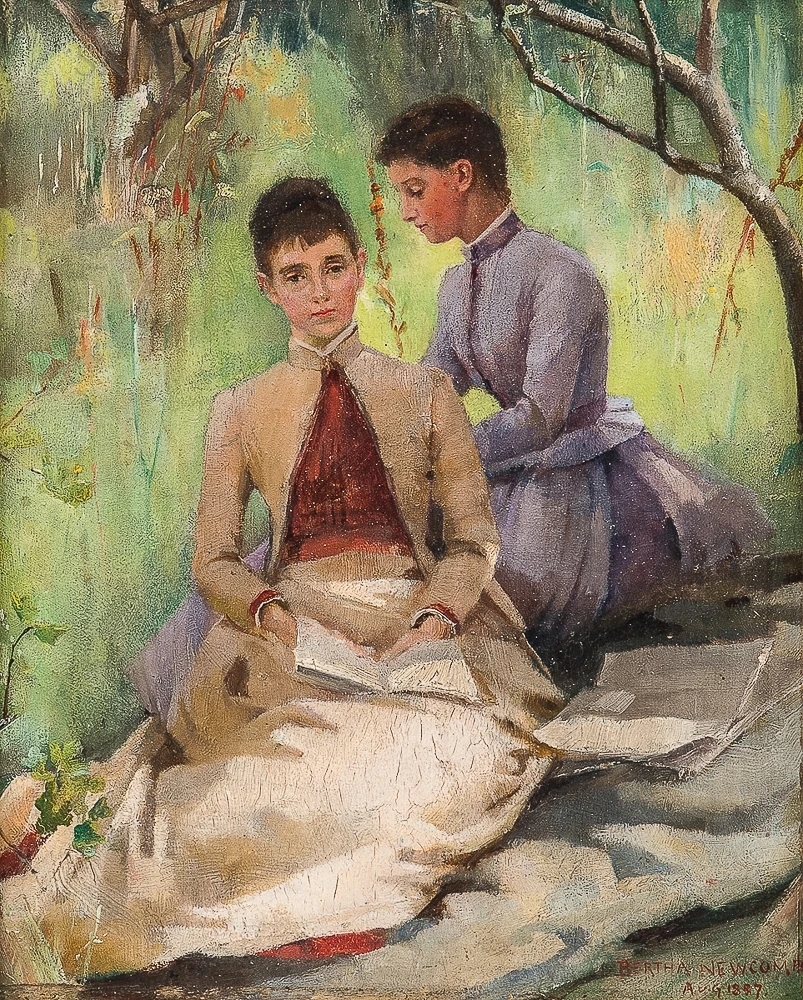 En Plein Air Portrait of Two Women by Bertha Newcombe