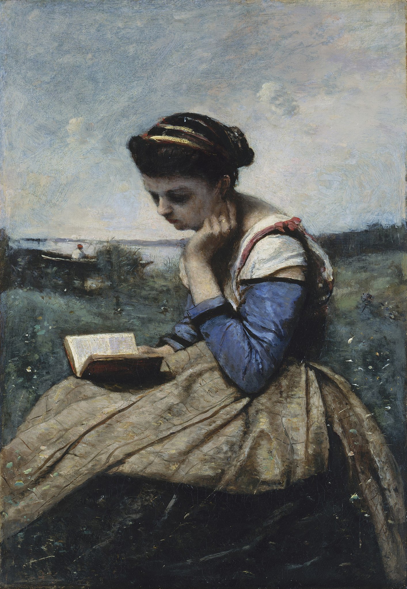 Femme lisant - Une liseuse by Camille Corot