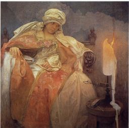 Woman With a Burning Candle by Alphonse Mucha