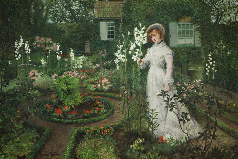 The Rector's Garden, Queen of the Lilies, John Atkinson Grimshaw
