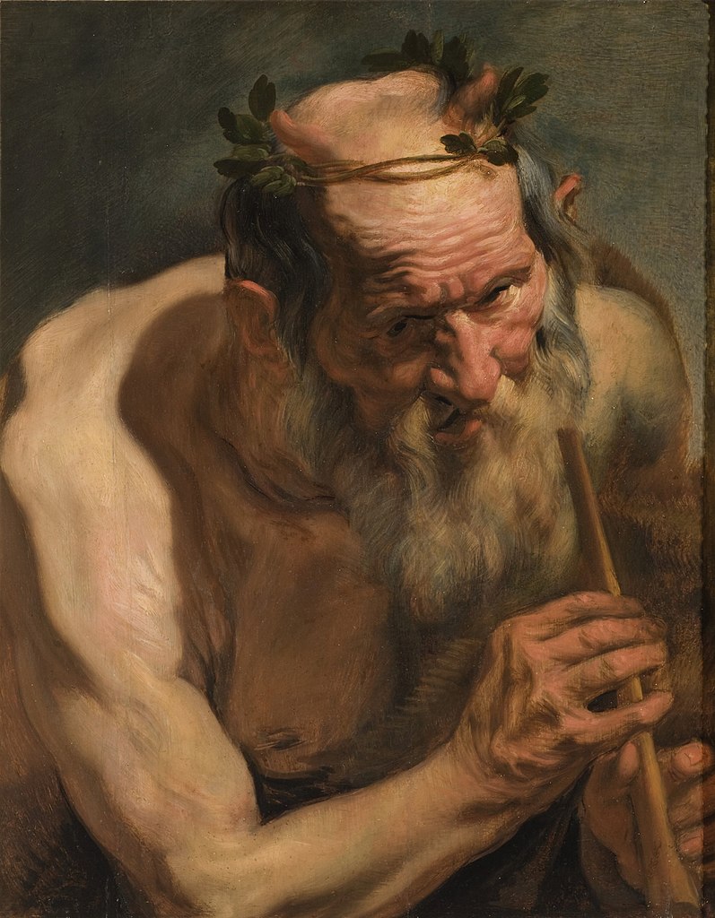 Old satyr holding a flute by Jacob Jordaens