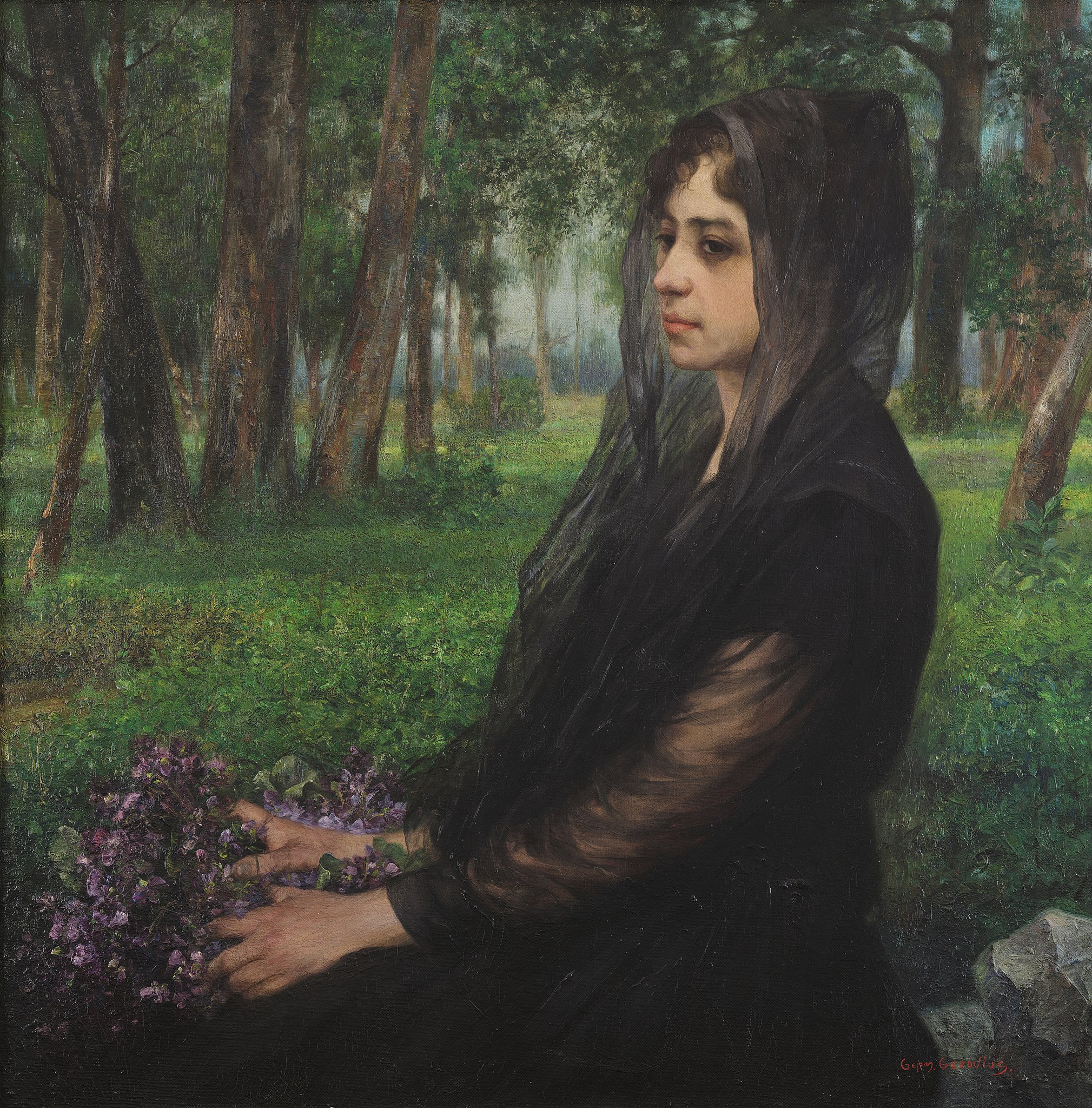 Woman with Violets by Germán Gedovius