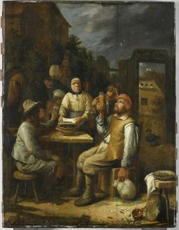 Fumeurs et buveurs près d'une maison, dit aussi Les mangeurs de  by Joos van Craesbeeck