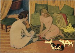 Femmes nues aux chats by Félix Vallotton