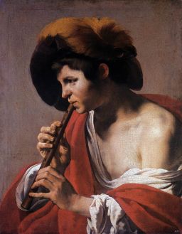 Boy Playing a Flute by Hendrick ter Brugghen