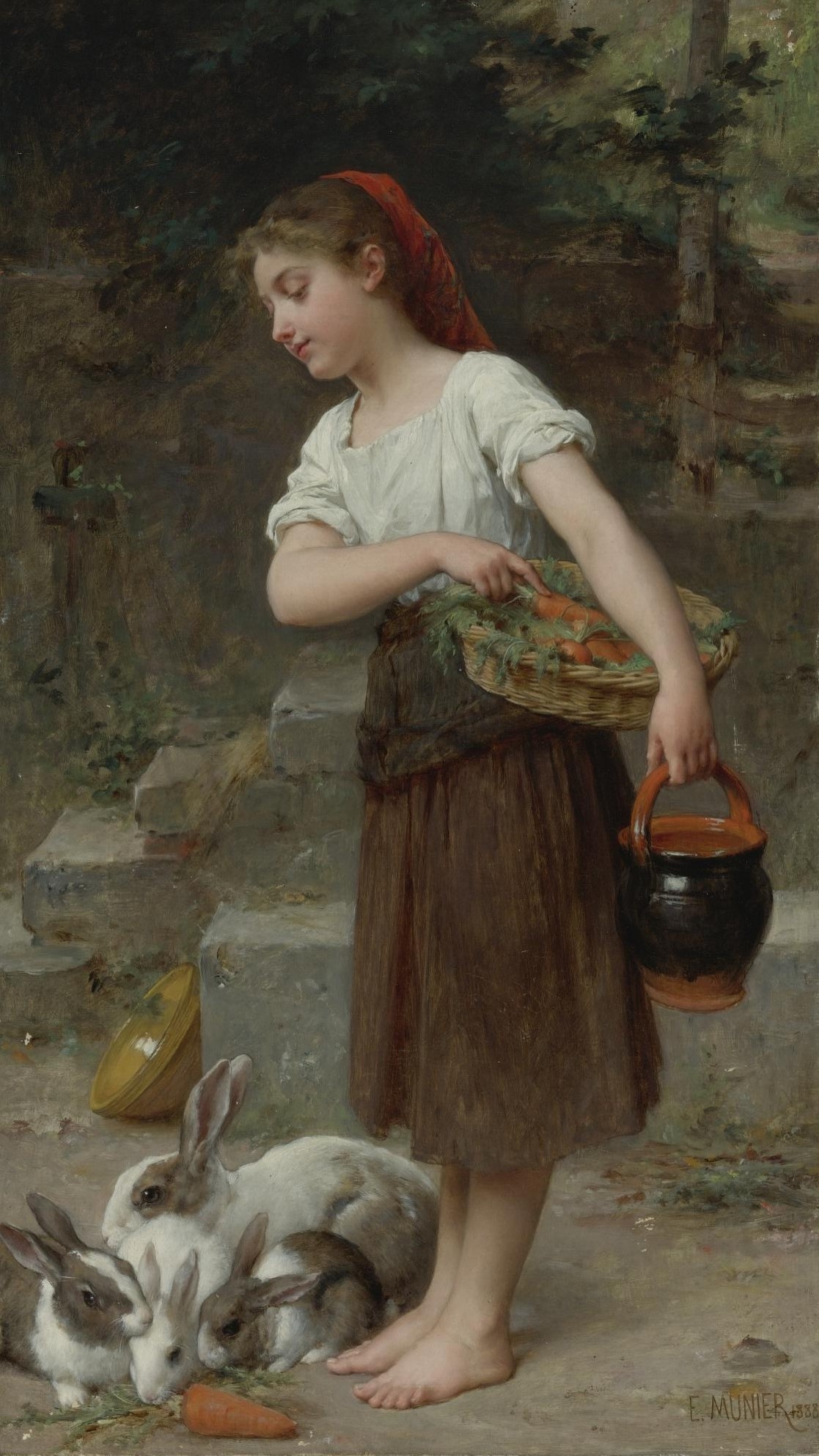 Nourrir les lapins by Émile Munier