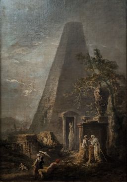 Landskap med Pyramid och Figurer by Elias Martin