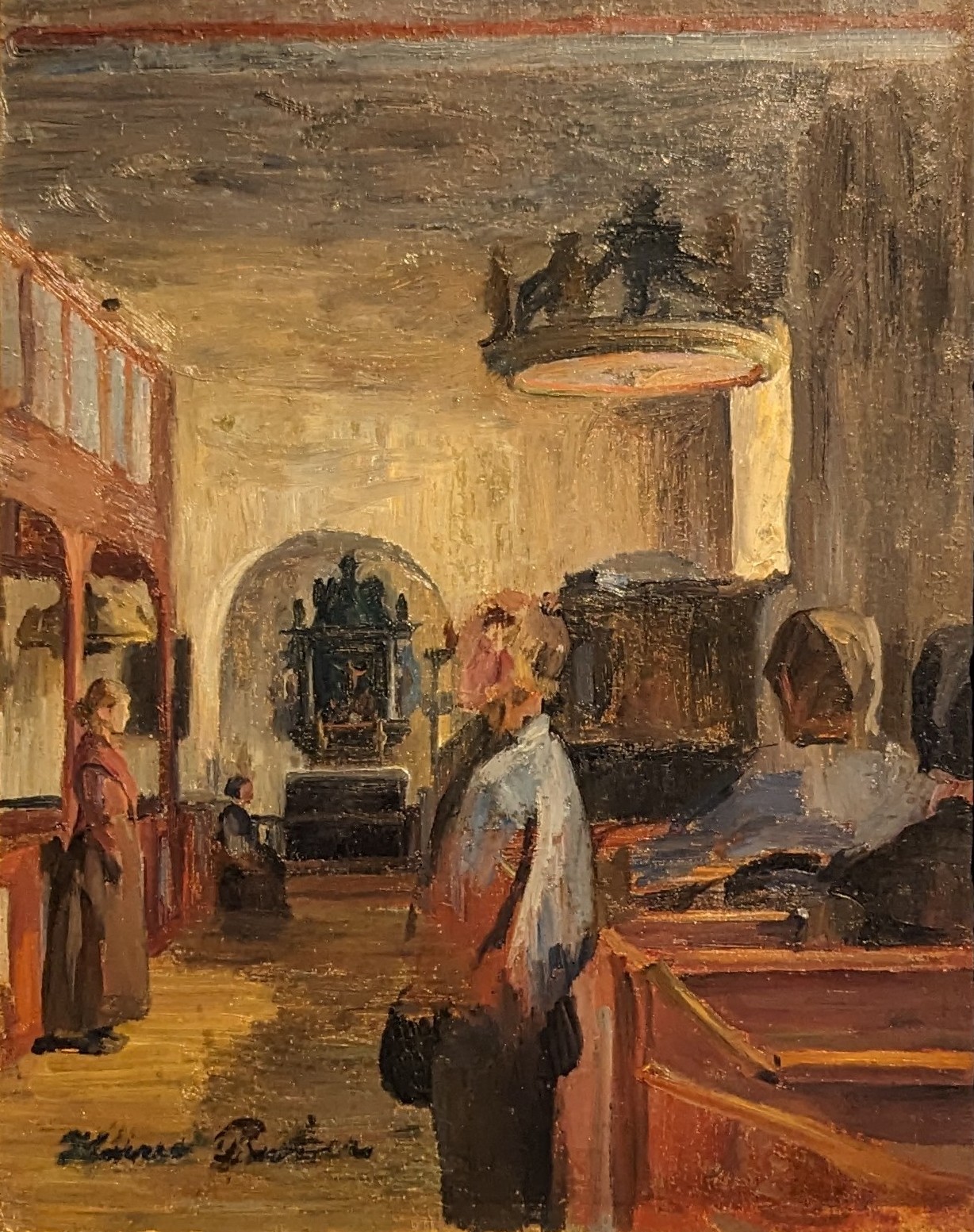 Interiør fra Tanum Kirke by Harriet Backer