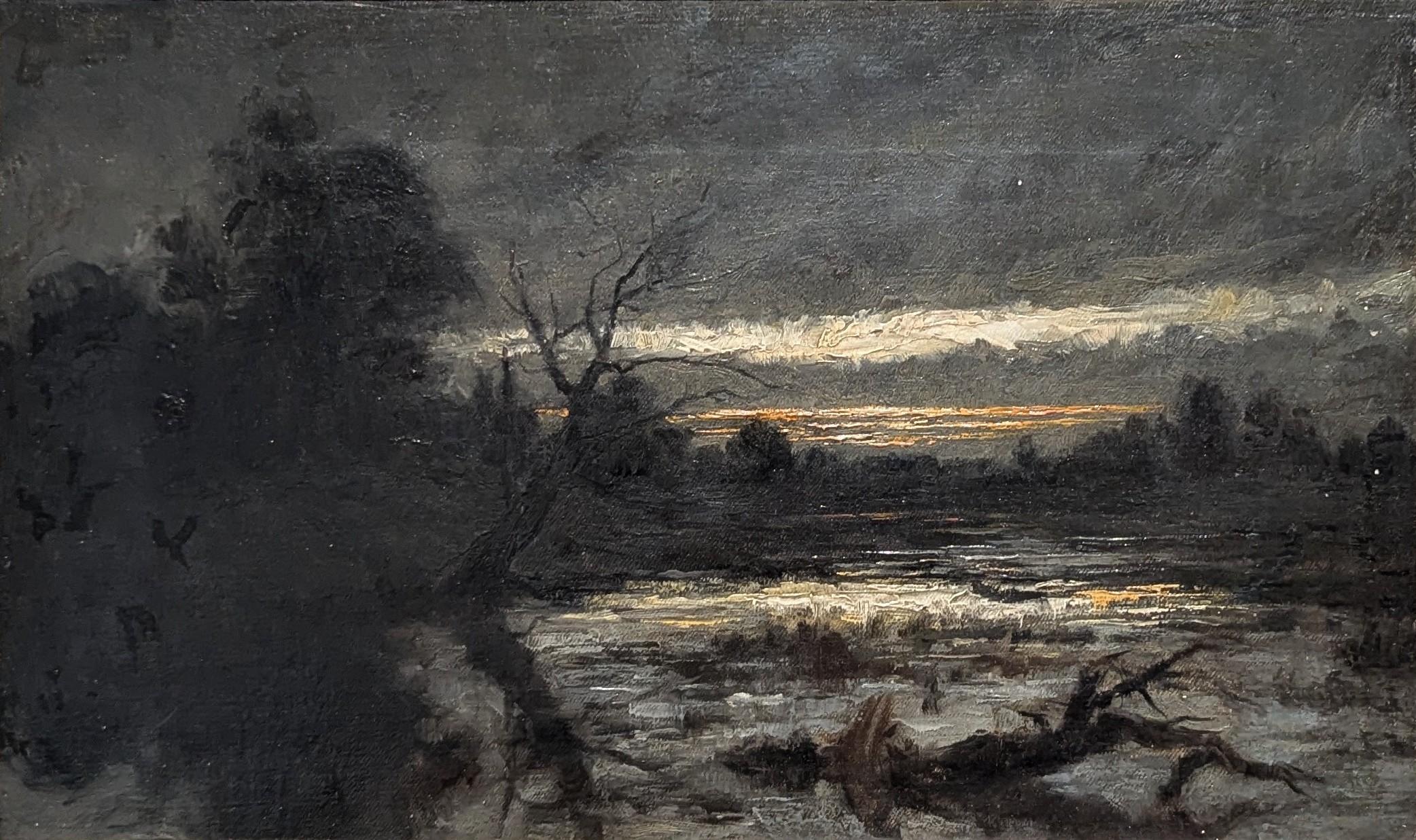 Solnedgång över mörk tjärn by Carl Fredrik Hill
