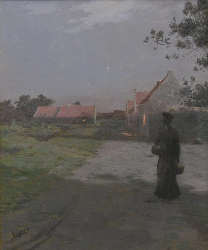 Village Street at Night by Henry Lerolle