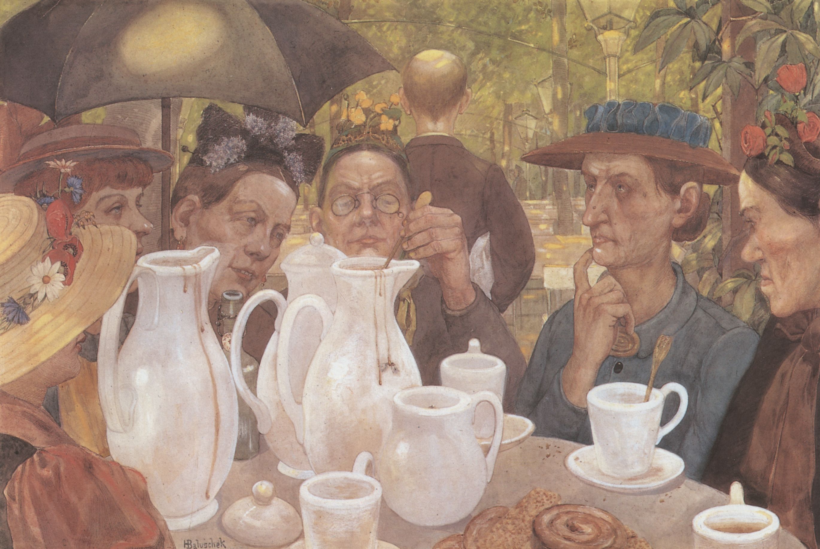 Hier können familien kaffee kochen by Hans Baluschek