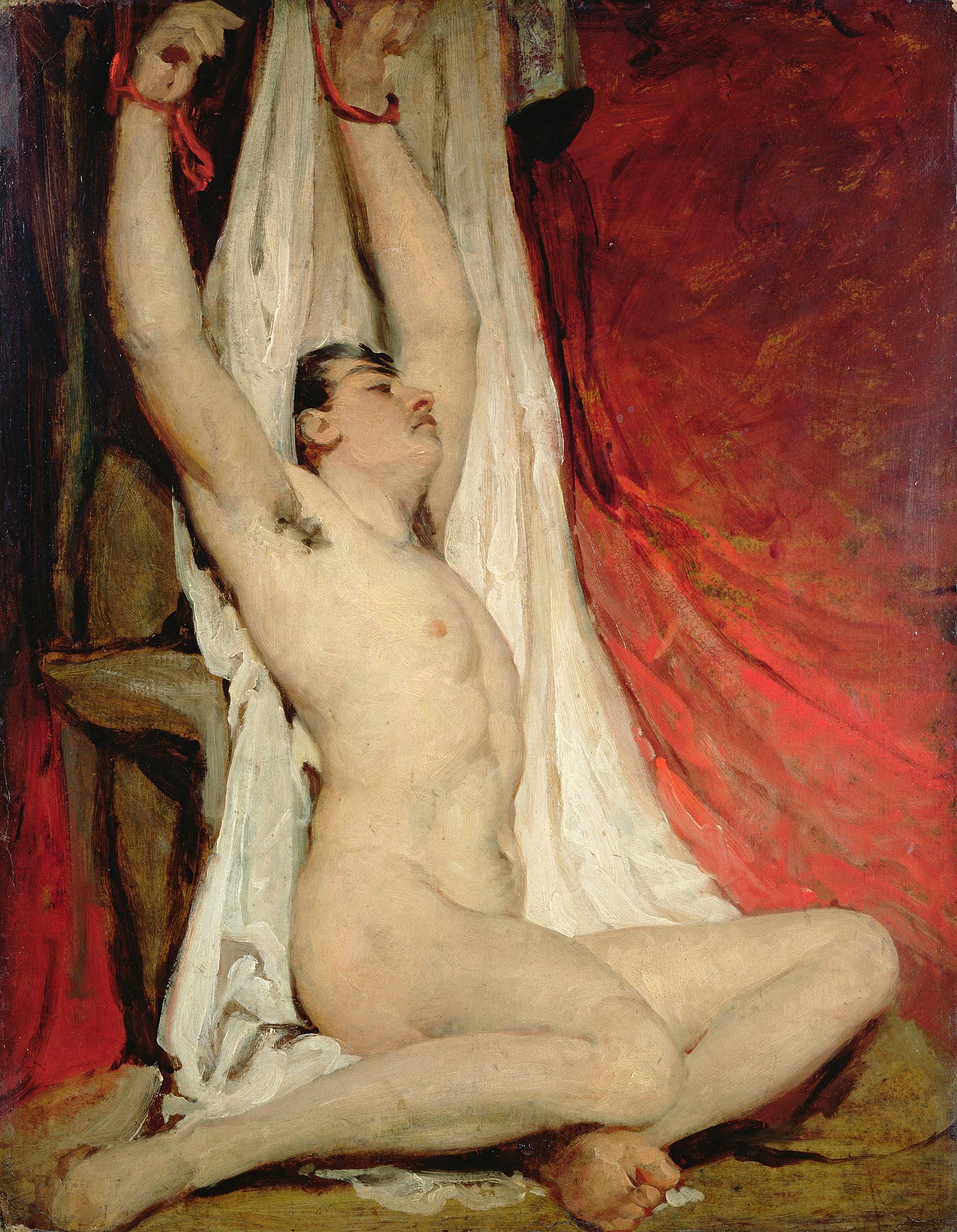 Male Nude, with Arms Up-Stretched by William Etty