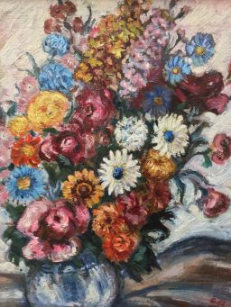 Flowers in a Blue and White Vase by Georges d' Espagnat