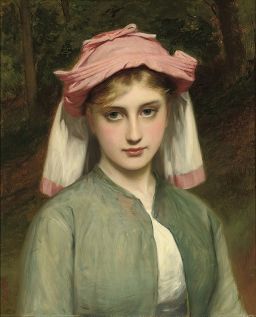 Portrait of a young girl in a forest by Charles Sillem Lidderdale