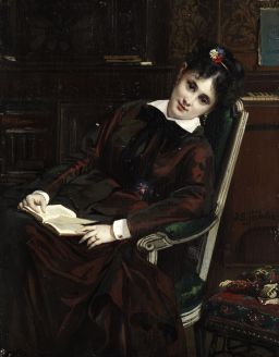 Junge Frau bei der Lektüre by Jules-Émile Saintin