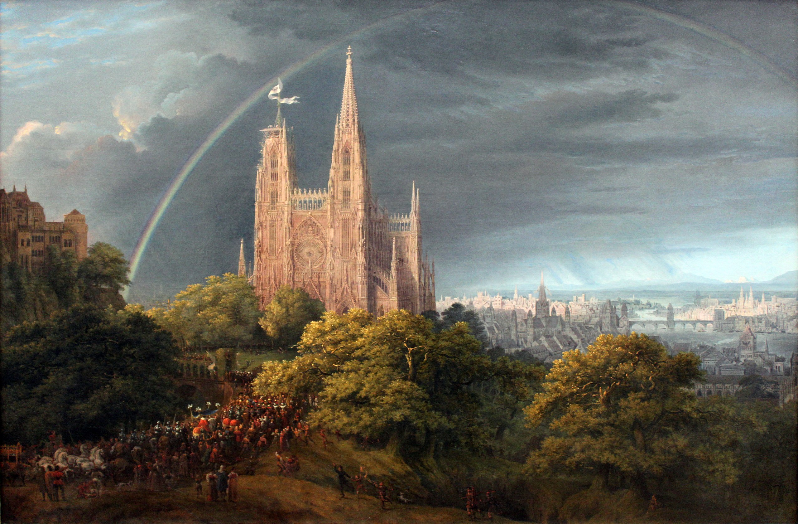 Mittelalterliche Stadt an einem Fluß by Karl Friedrich Schinkel