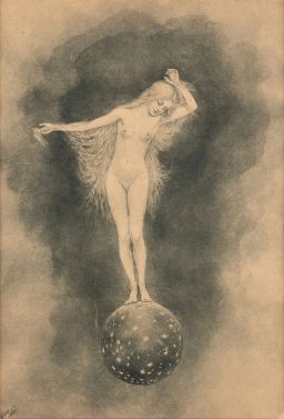 Female Nude on a Globe by Hugo Höppener