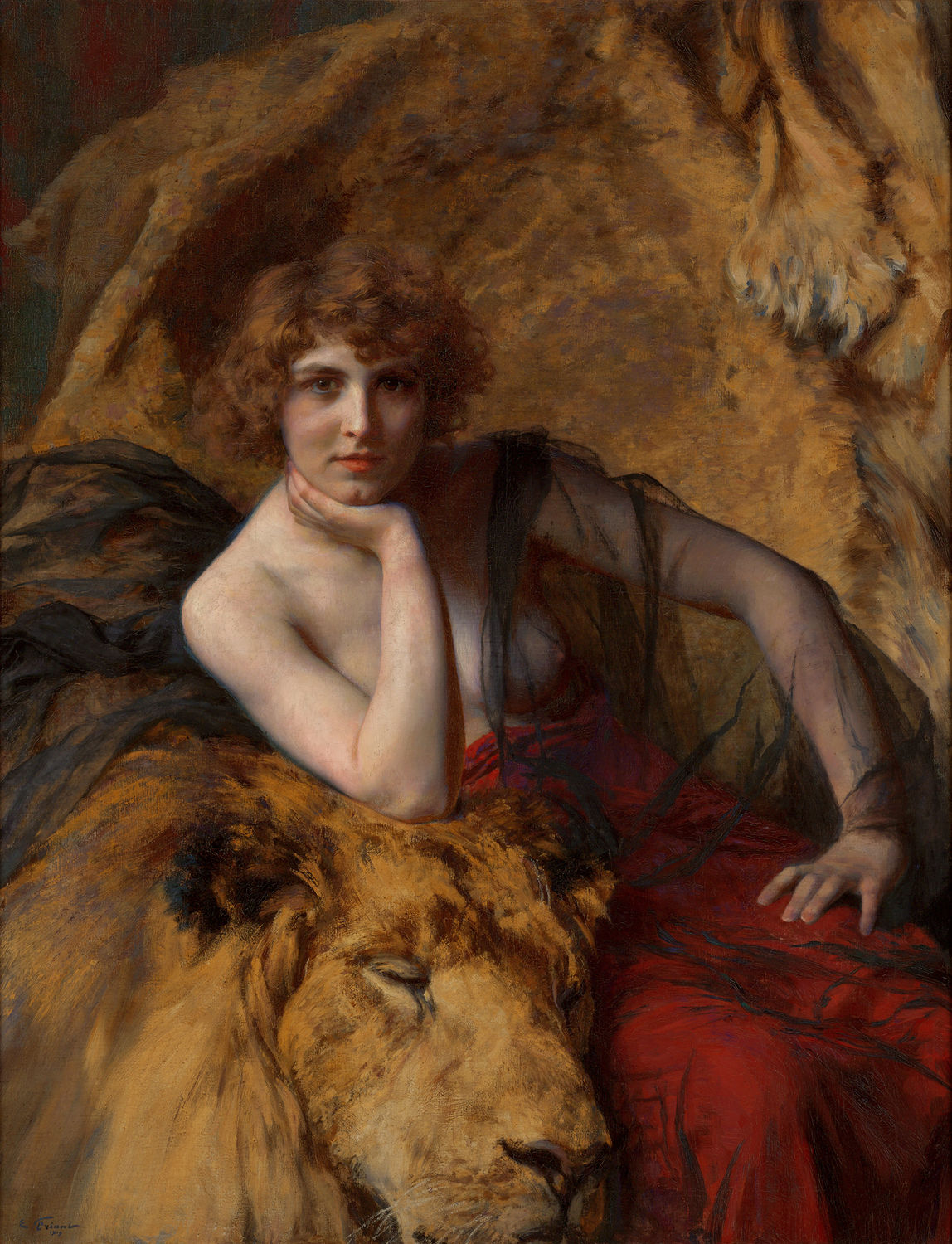 French Lady and the Lion by Émile Friant