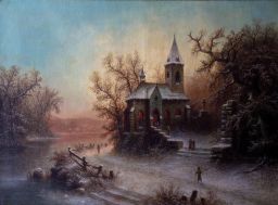 Snowy Castle in Romantic Landscape by Albert Bredow