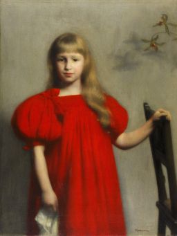 Portrait of a girl in a red dress (Józefa Oderfeldówna) by Józef Pankiewicz