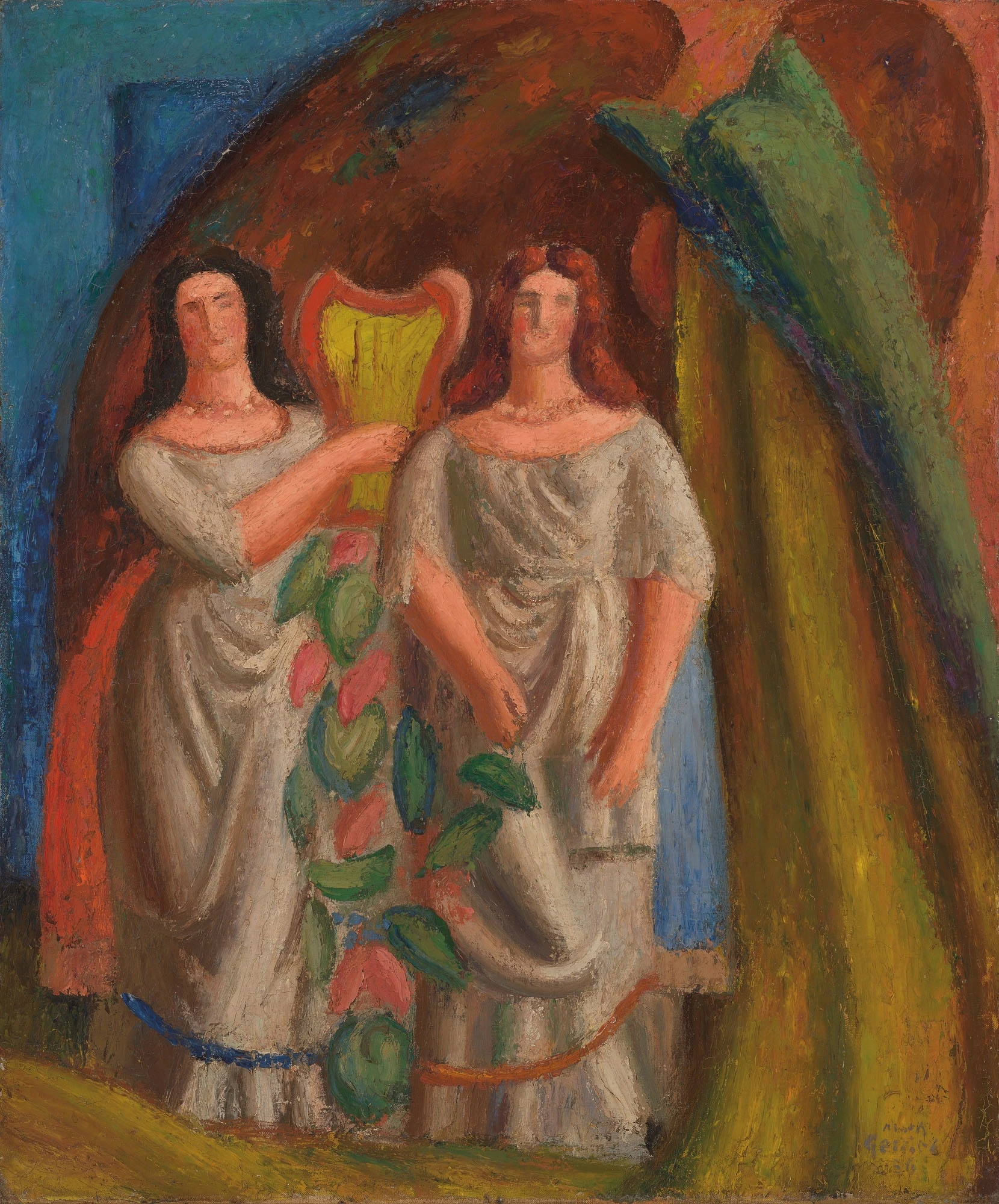 Two Figures with a Harp by Mark Gertler