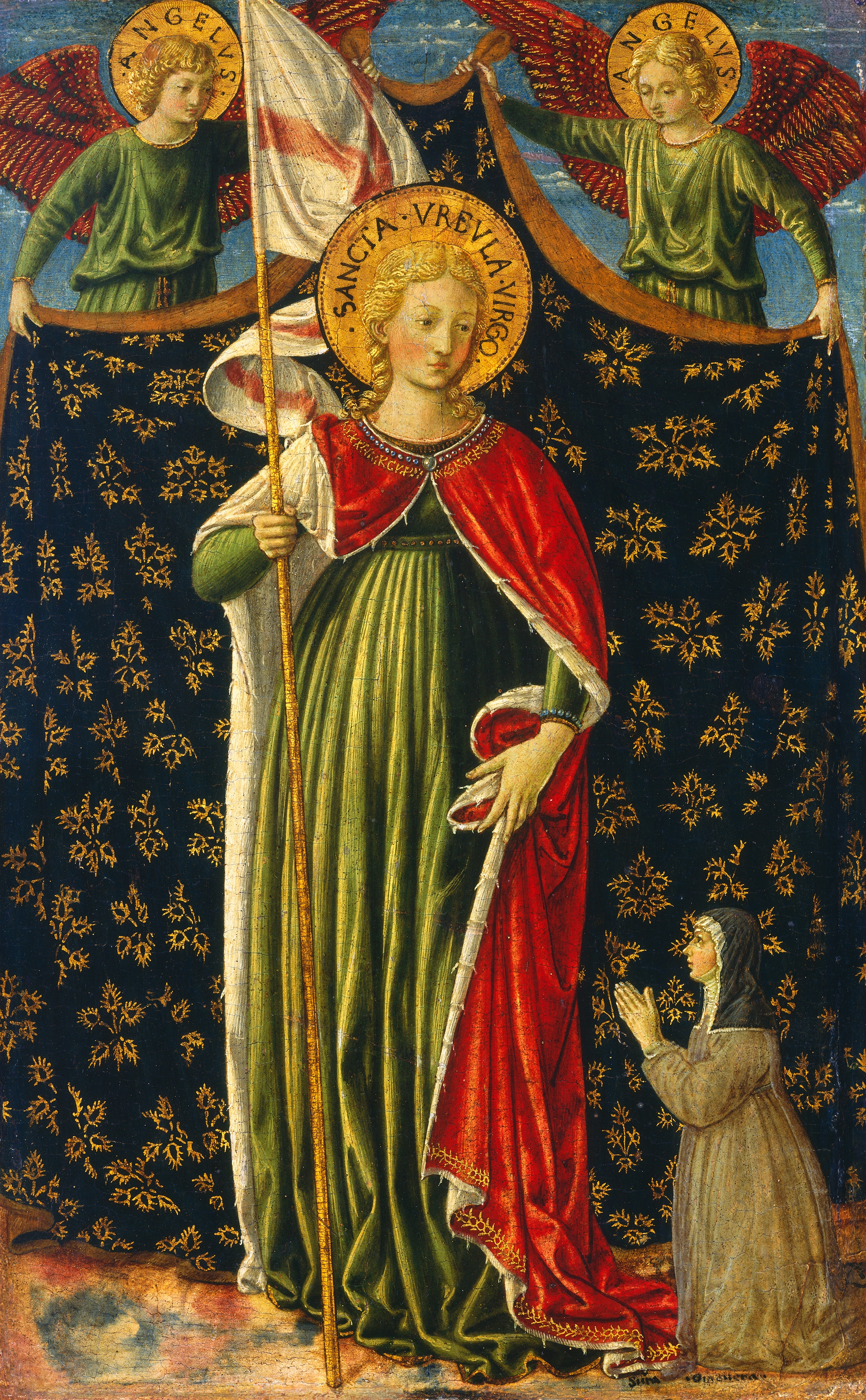 Saint Ursula with Two Angels and Donor., Benozzo Gozzoli